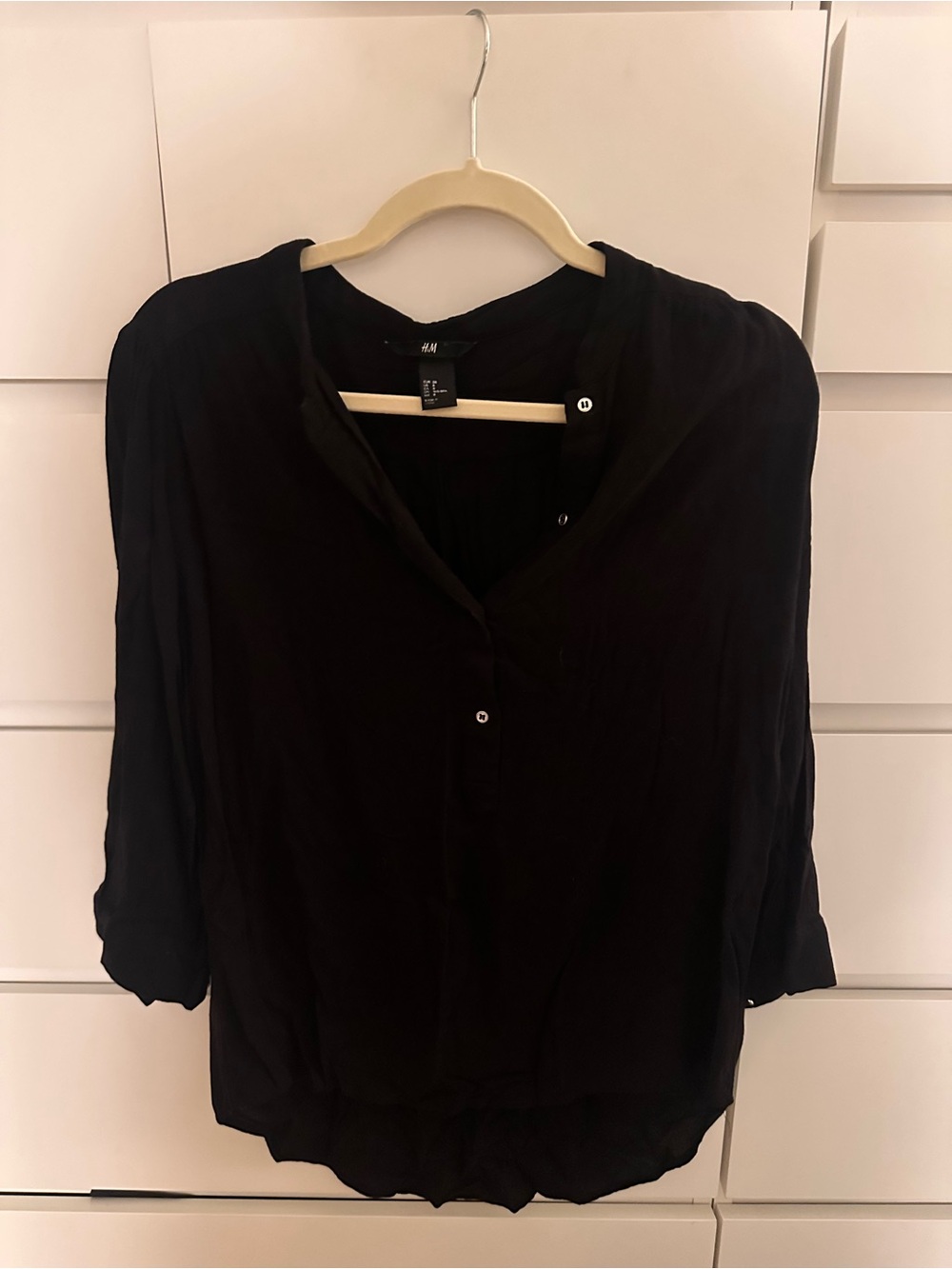 H&M Black Button Front Women's Blouse